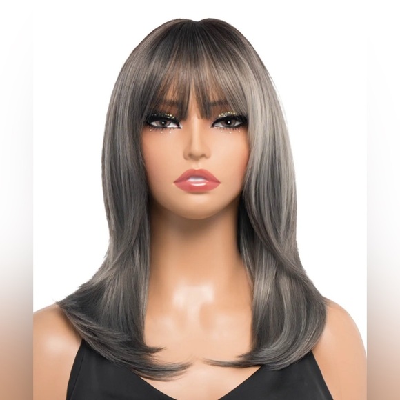 Stylish Black and Gray Women's Wig - Picture 3 of 7